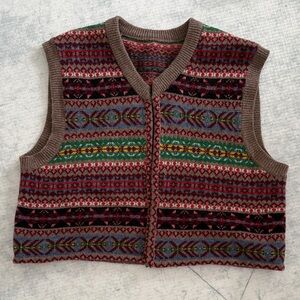 Colorful Patterned Fair Isle Knit Vest